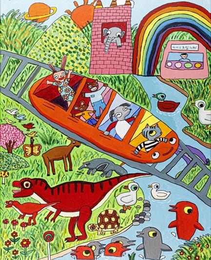 최석원_놀이공원에서 다함께 놀아요_2023. Acrylic, marker on canvas_72.7×91cm.jpg